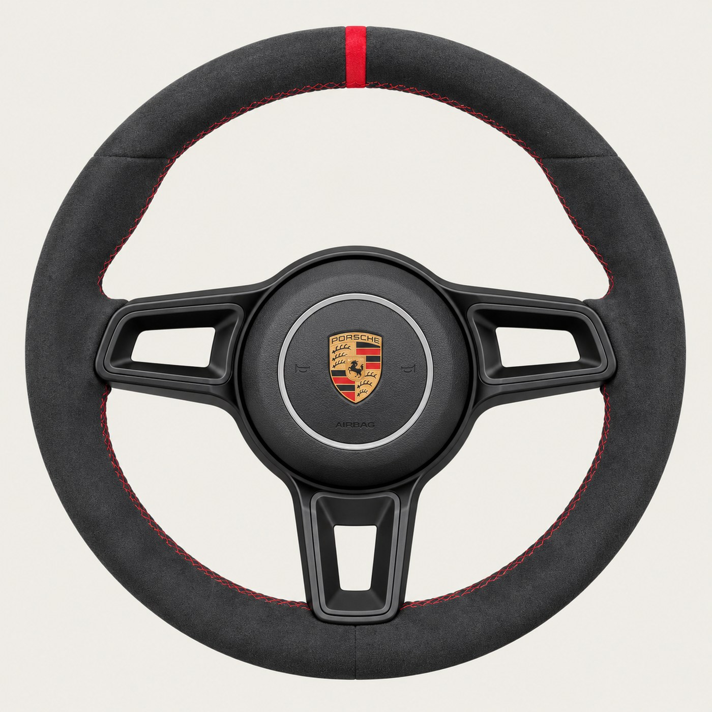 NOON wheel: Black Alcantara · Red stitch