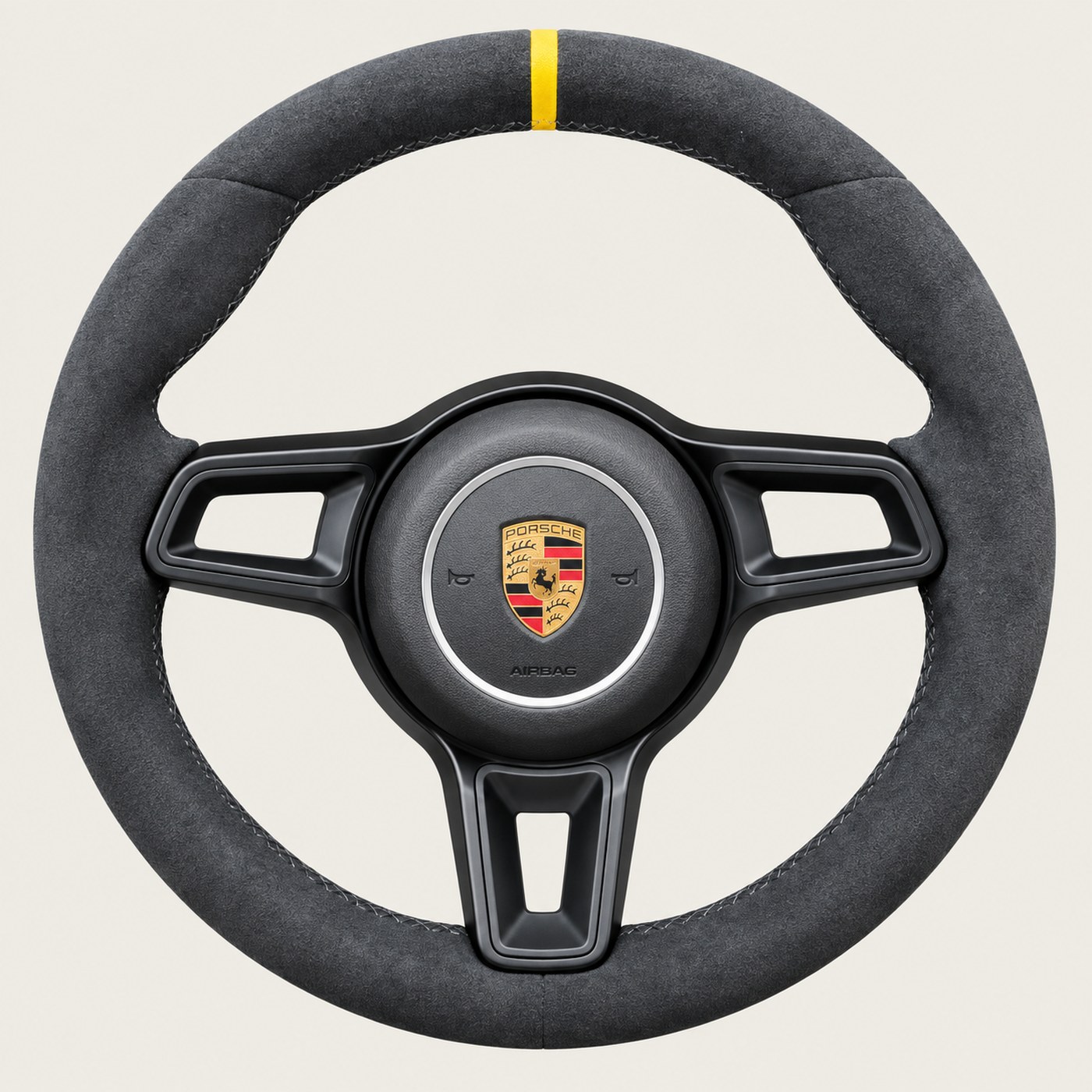 NOON wheel: Black Alcantara · Yellow stripe