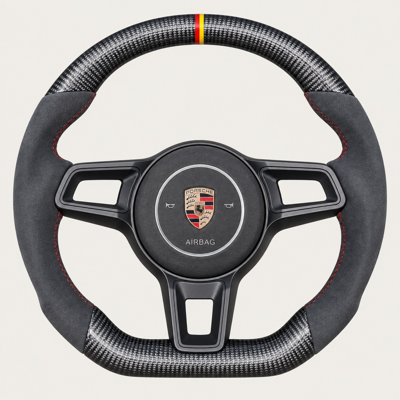 NOON wheel: Carbon · Alcantara grips · Custom stripe