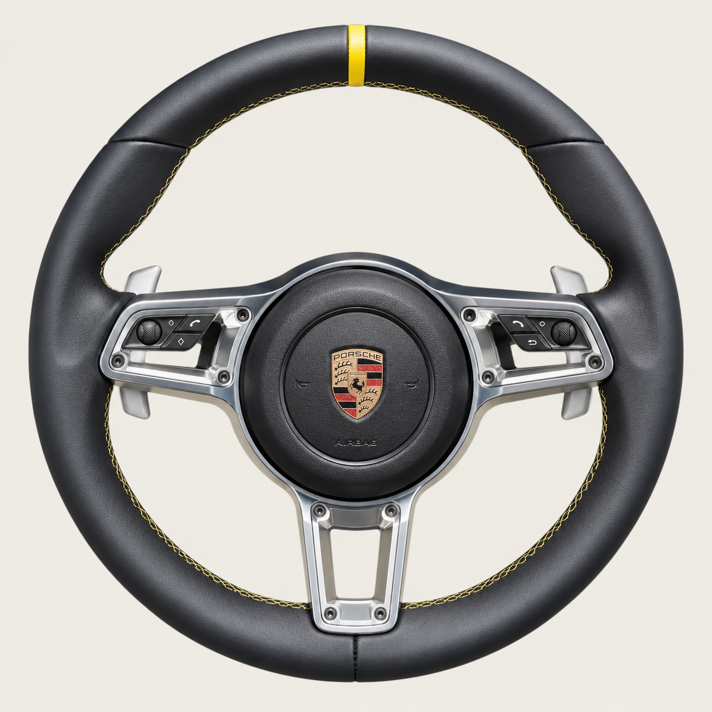 NOON wheel: Black leather · Yellow stripe · Silver GT riveted